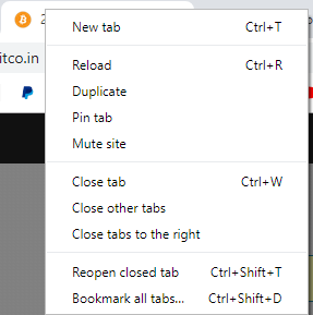 Unpinned tab